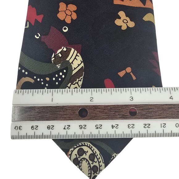Guy Laroche Couture Silk Necktie With Abstract Floral & Geometric Pattern - Picture 3 of 4